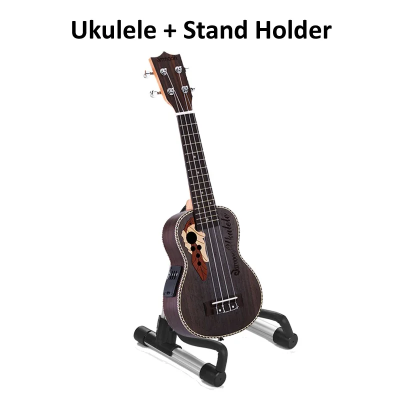 ukulele and Stand Ammoon укулеле 2" Акустическая укулеле 15 Лада 4 струны гитара укулеле Встроенный эквалайзер звукосниматель с подставкой для Укулеле - Цвет: ukulele and Stand
