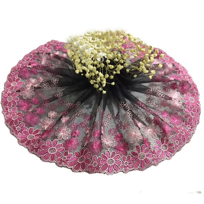 HMS 1 ярд вышитый фиолетовый цветок сливы Сетка кружевная отделка сделай сам