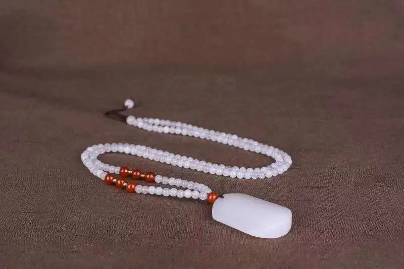 Ожерелье QIANXU с подвеской из натурального белого нефрита ожерелье-свитер
