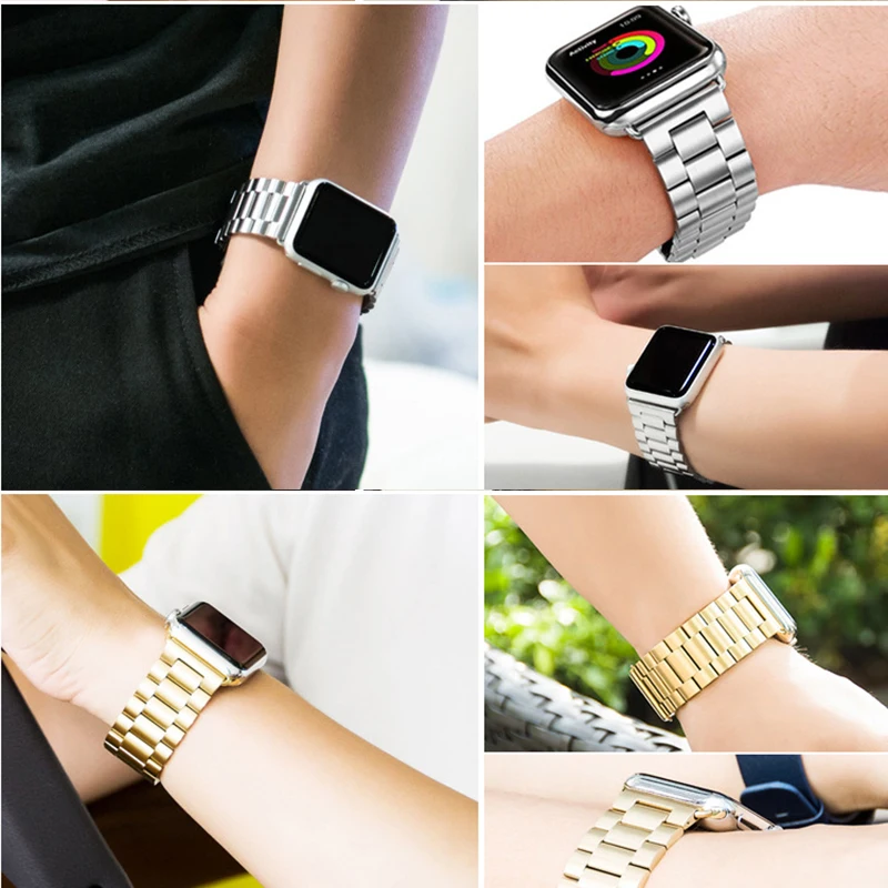 

Stainless Steel Watchband for iWatch Apple Watch / Sport / Edition 38mm 42mm Wrist Band Bracelet Strap with adapter Black Silver