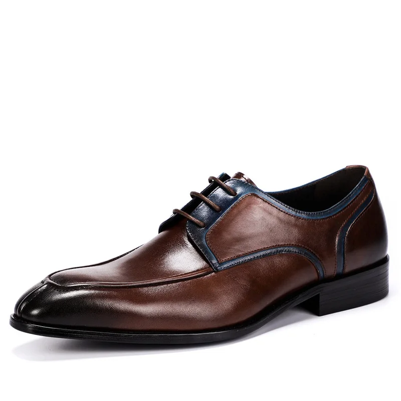Fashion 2019 Retro Business Mens Pointy Shoes Oxfords Brand Luxury Men Genuine Leather Dress Chaussures hommes | Обувь