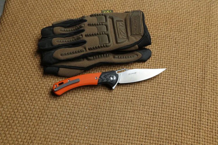 DICORIA Red wolf fish ball bearing Flipper folding knife S90V blade G10 handle outdoor survival camping hunting knives EDC tool |