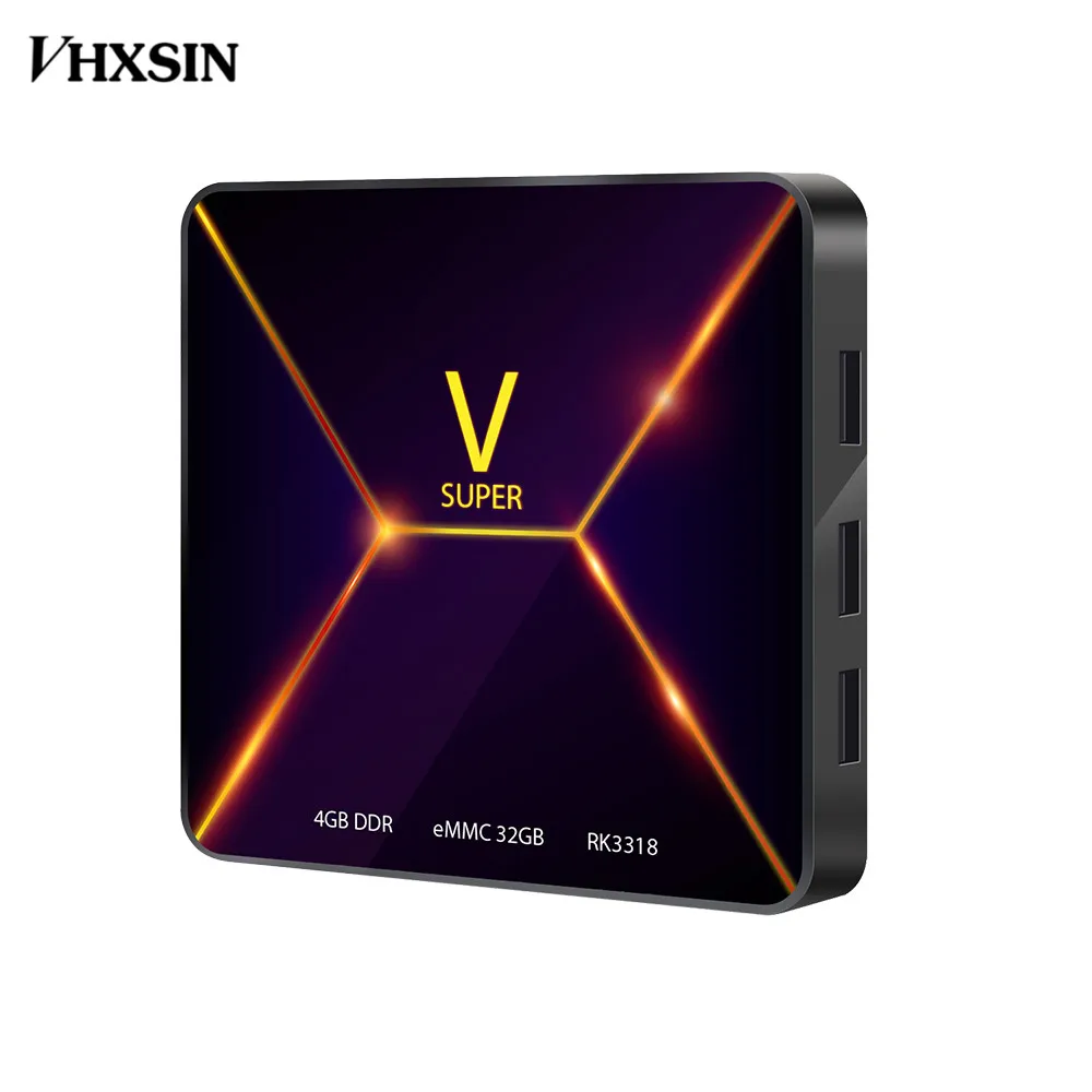 VHXSIN 10 шт. Супер V Rockchip RK3318 четырехъядерный Android 9 0 ТВ-приставка RAM 4G ROM 32G 4K VP9 HDR H.265 HD 2