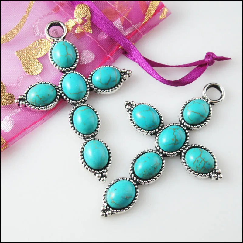3Pc Retro Tibetan Silver Oval Cross Charms Pendants 40.5x61mm | Украшения и аксессуары