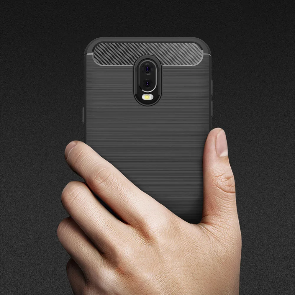 Silicone Case for Samsung Galaxy J7 Plus Phone Carbon Fiber Flexible TPU ShockProof Anti-Slip Slim Protective Back Cover |