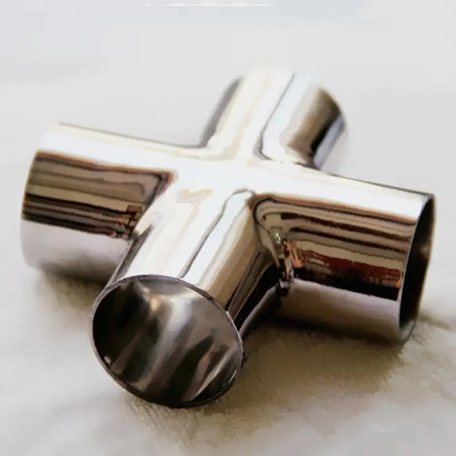 

DIN DN65 70mm 2.75" Pipe OD Butt Welding Cross 4 Ways Splitter SUS 304 Stainless Steel Sanitary Fitting Spliter Homebrew Beer