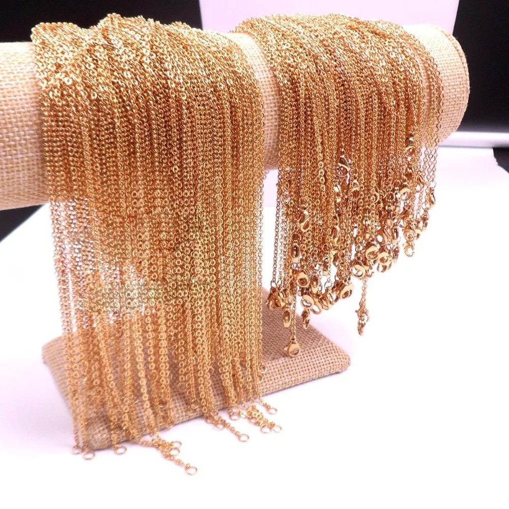 

12pcs 2mm Wholesale Retail Necklace Delicate Cross Chain Men Women Strong Stainless Steel Chain Choker 16-30inch Length