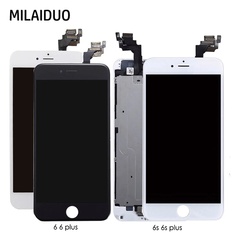 ЖК-дисплей для iPhone 6 6plus 6s 6s Plus сенсорный экран дигитайзер+ кнопка домой+ фронтальная камера+ ушной динамик полная сборка Замена