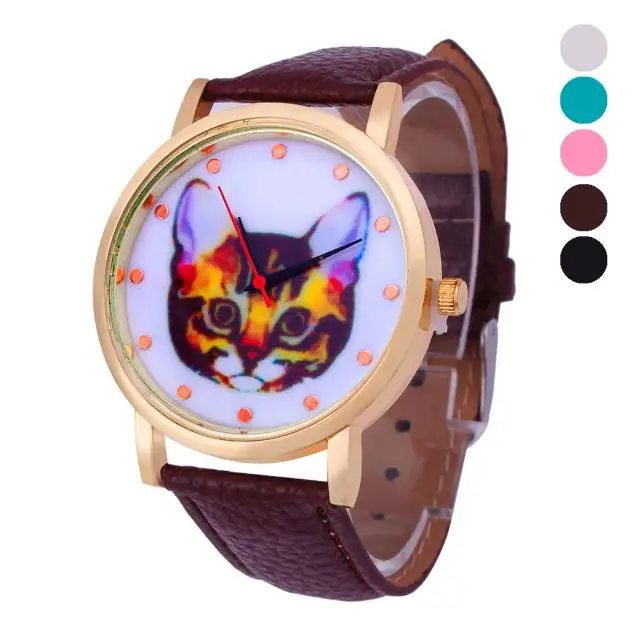 Рай 2017 Горячая Классический Шарм Мода сова Шаблон PU Кожаный Ремешок Аналоговый