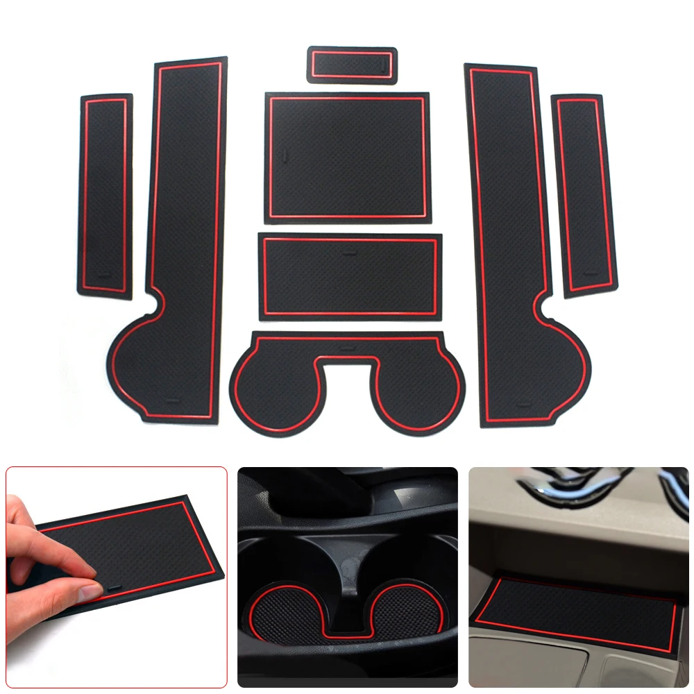 

8Pcs Anti-slip Door Groove Mat Non-slip Rubber Cup Holder Sticker Gate Slot Pad For Mitsubishi Lancer EX 2010-2015 Car Styling