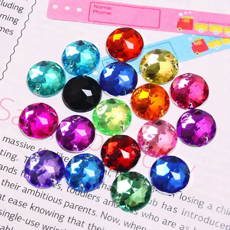 100 шт./лот 12 мм Смешанные 10 видов цветов свадебное платье стразы шитье Акриловые
