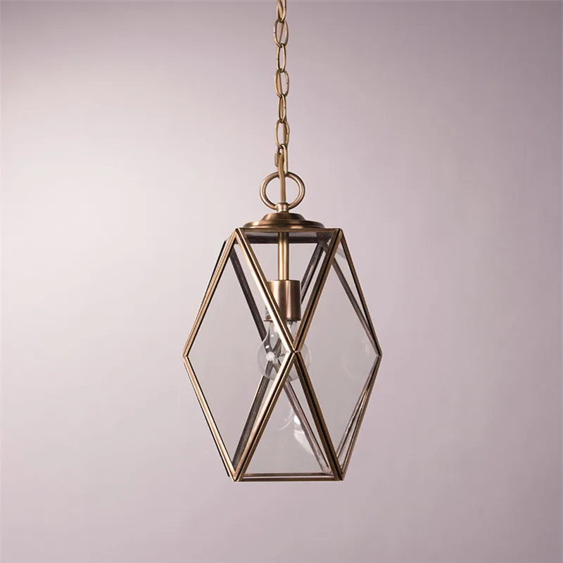 Американский Ретро креативный медный Алмазный стеклянный подвесной светильник