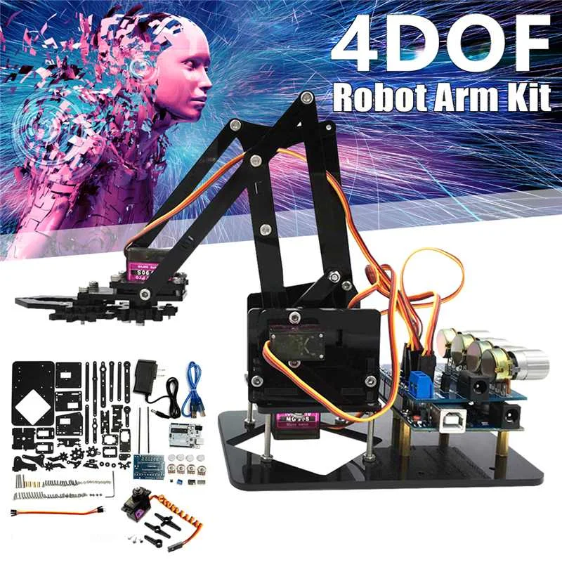 Новейшая робот-рука Domibot DIY 4DOF, 4 вращающихся механических робота-манипулятора с rdur3, 4 шт. сервопривод для радиоуправляемых роботов, игрушки в подарок