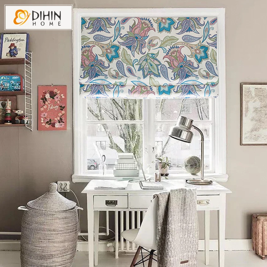 

DIHIN HOME 3 Colors Fashion Printed Curtain Included Curtains High Quality Thickening Roman Blind Rollor Blinds For Living Room
