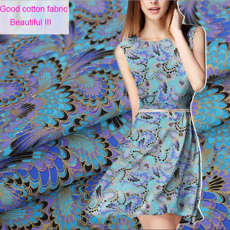 

Beautiful Peacock Feathers Cotton Fabric bronzing Retro Peacock Fabric Quilting Patchwork Sewing Material Diy Dress Clothing