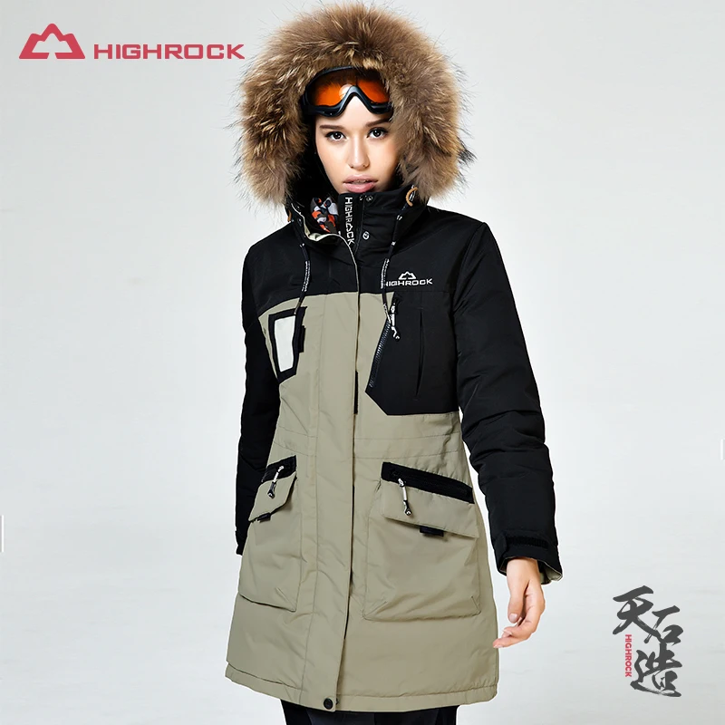 Зимняя куртка Highrock для улицы, Женское пальто, гусиный пуховик с меховым капюшоном, парка для женщин, ультралегкое пальто для кемпинга, пешего туризма