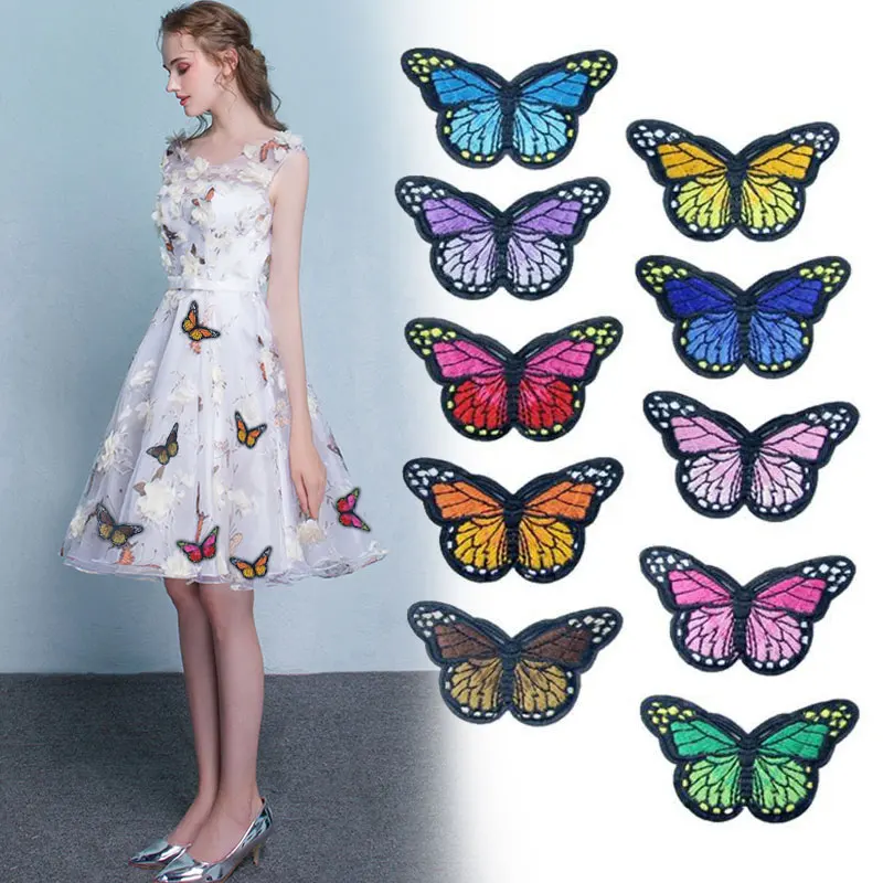10PCS/Lot Butterfly Patches For Clothing Embroidery Sew Iron On Patches Fabric Clothes Sticker Applique DIY Ornaments Decorative images - 6