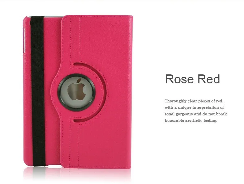 Rose Чехлы для планшетов для iPad Air2, чехол с вращением на 360, PU кожаный чехол для iPad Air 2, умный чехол, флип-чехол с подставкой, функция A1566 A1567 - Цвет: Rose