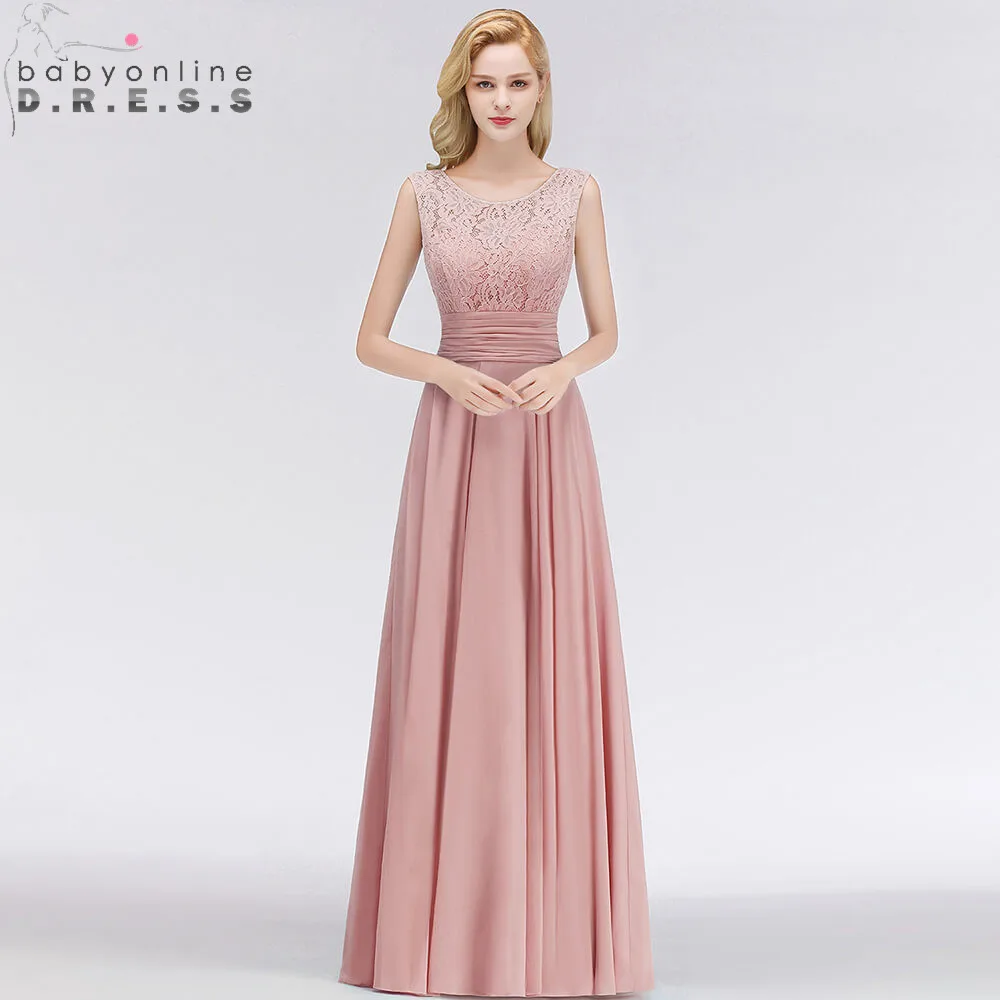 Vestido Madrinha Розовые Кружевные Длинные Свадебные Платья Сексуальное Шифоновое Платье Трапециевидной Формы Для Свадебной Вечеринки Robe Demoiselle D'honneur