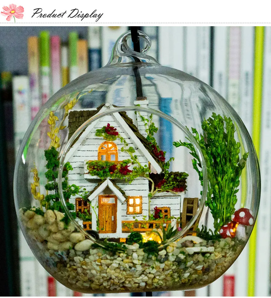 DIY деревянный дом Miniaturas с мебели DIY Миниатюрный лесной домик кукольный домик стеклянный шар игрушка для детей девочек подарок на день рождения