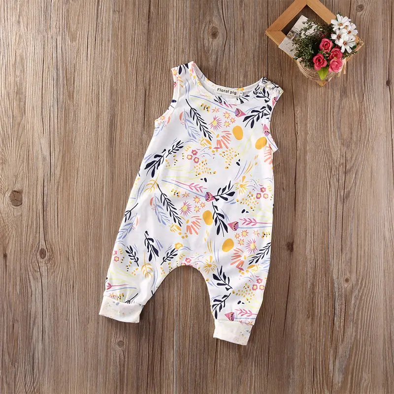 Модный женский цветочный комбинезон|newborn fashion|fashion rompersleeveless romper |