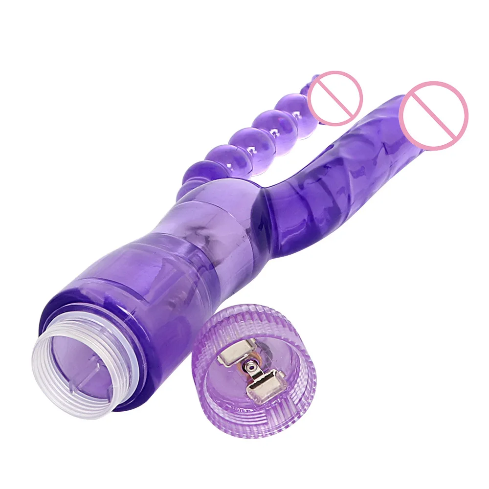 MwOiiOwM Dual Penetration Double Vibrator Anal Sex Toys Textured Shaft Dildos Beads Stimulator Adult Products For Women | Красота и
