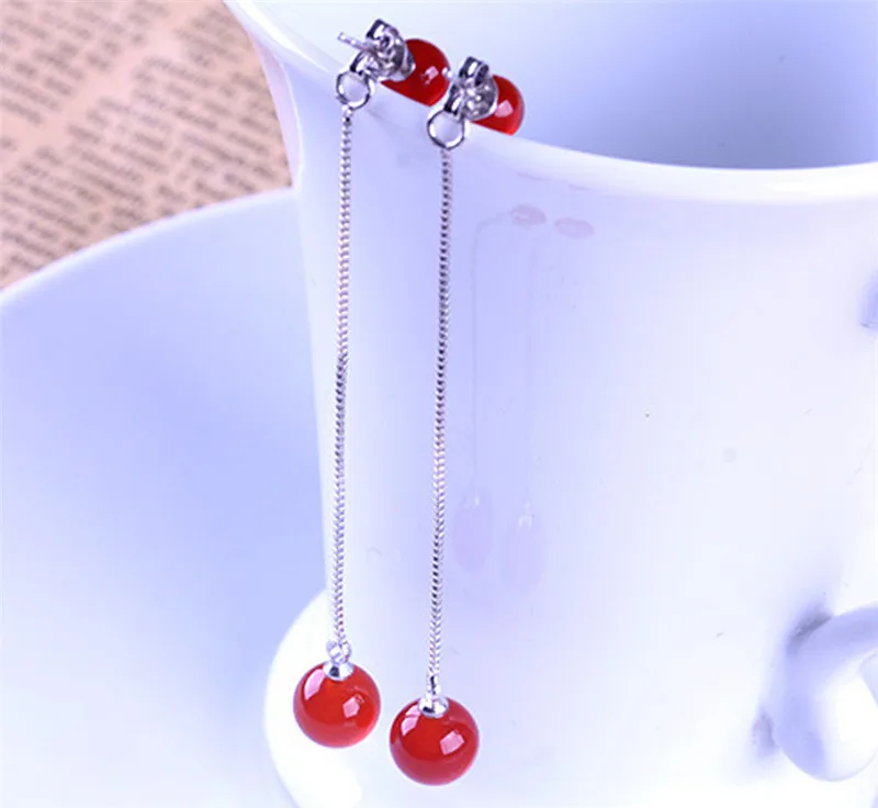 SexeMara Silver Black Red Earrings Ladies Temperament Long Section Of High-Quality Jewelry Manufacturers Wholesale | Украшения и