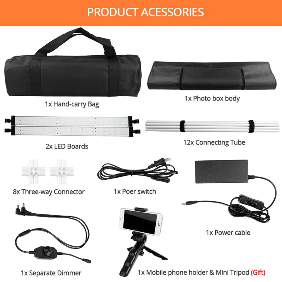 Travor light Box 40 60 80cm Portable Softbox Photo Lightbox Tent With 3 Colors Background For Studio Photography Box LED Light