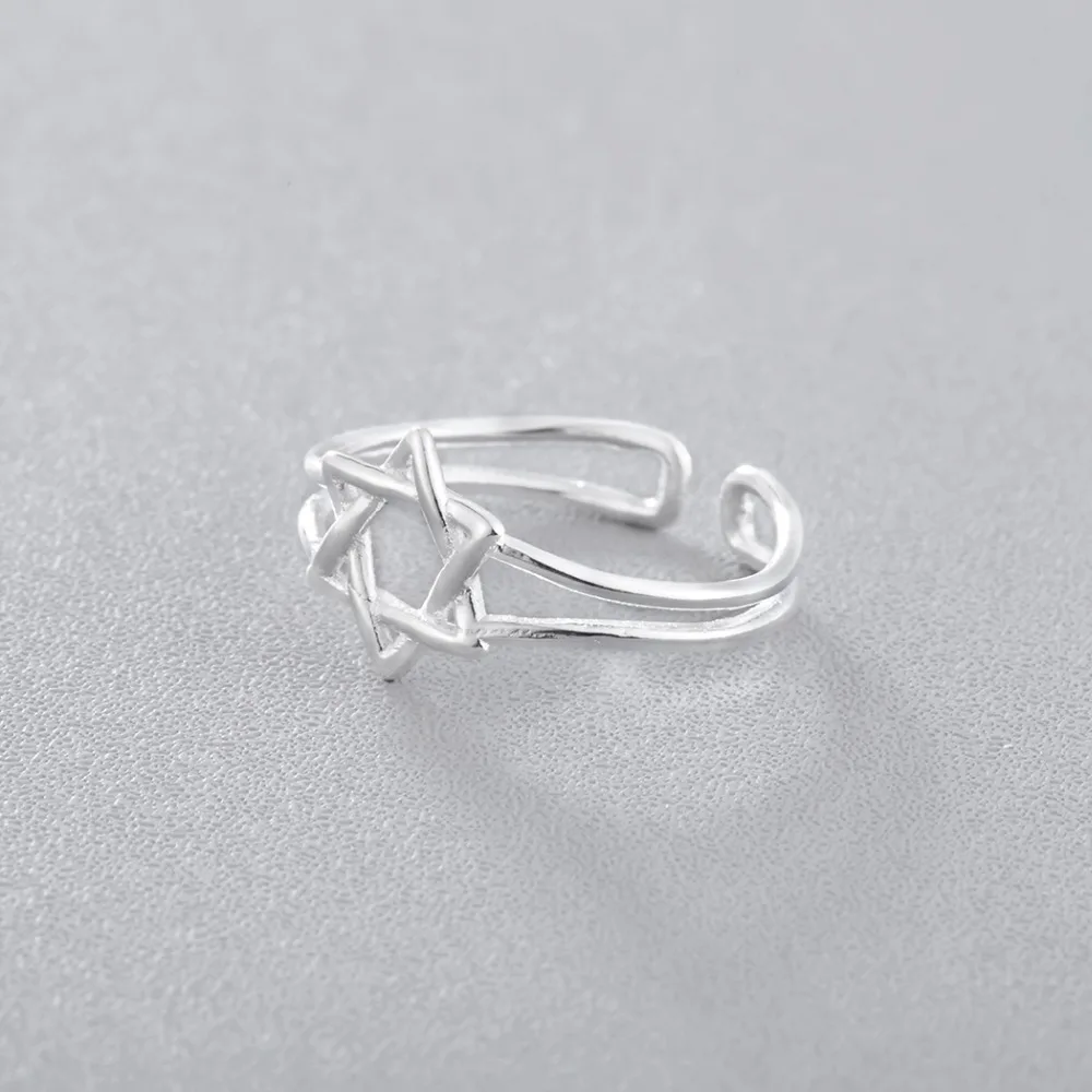 Kinitial Fashion Retro Twist Star Rings David of Ring for Women Wedding Adjustable Finger Hexagonal Jewelry | Украшения и