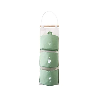 Three pockets green Напечатанный мешочек из ткани дверь за стеной мульти-карманный мешок для хранения в спальню настенный подвесной для хранения сумка - Цвет: Three pockets green