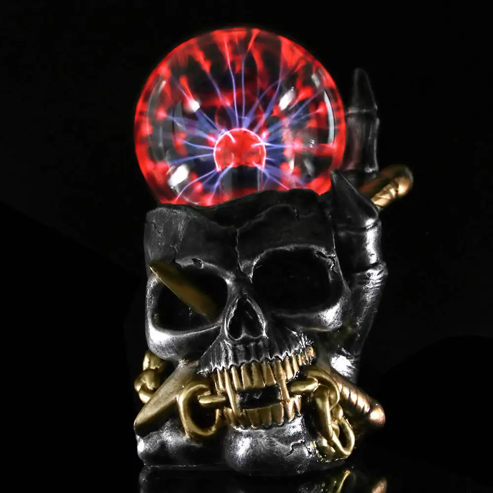 Старинный сказочный волшебный шар с черепом Tesla плазменный стеклянный скелет