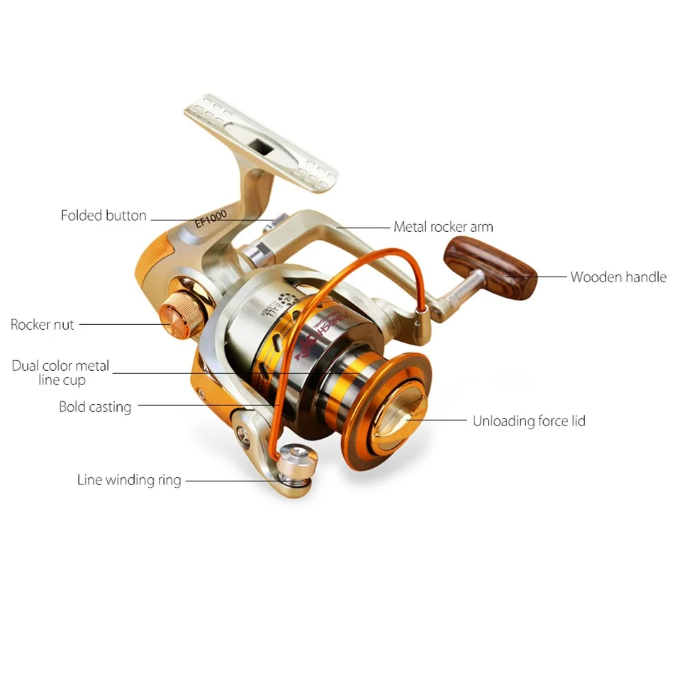 Yumoshi EF1000 9000 12BB 5 2: 1 из металла спиннинг катушка рыбалка Fly колесо для