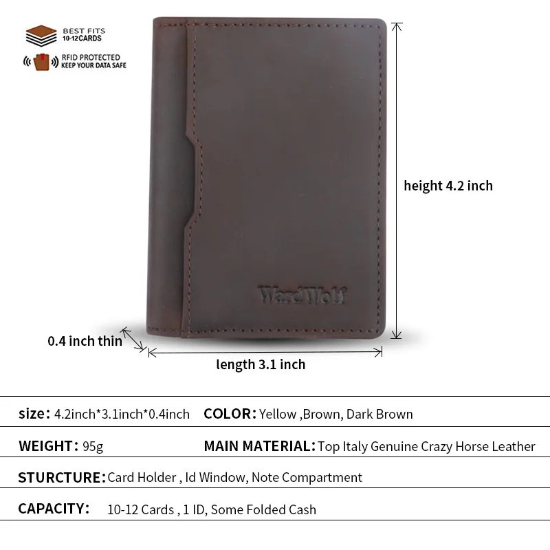 Кошелек WardWolf мужской из натуральной кожи с отделением для карт|Мужские кошельки|