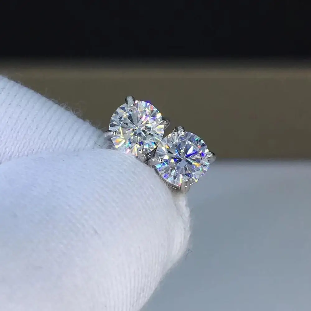 Серьги из серебра 925 пробы с моиссанитом всего 1 00ct бриллиантами прошедшие