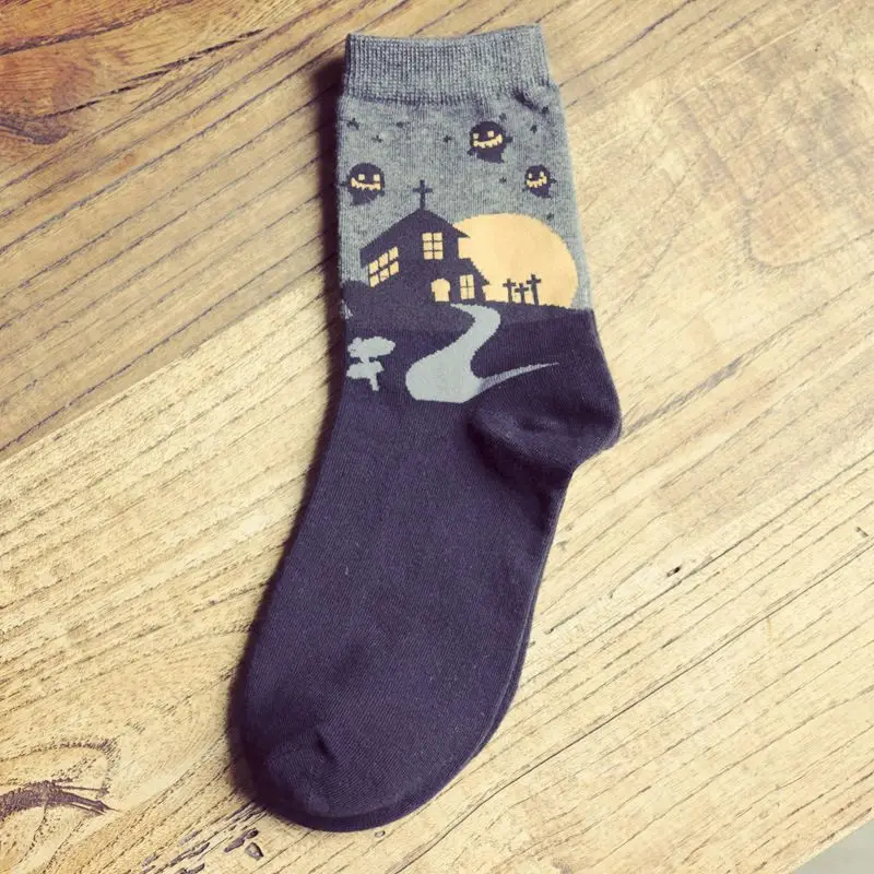 Новая мода книги по искусству хлопок носки Хэллоуин живопись характер узор для