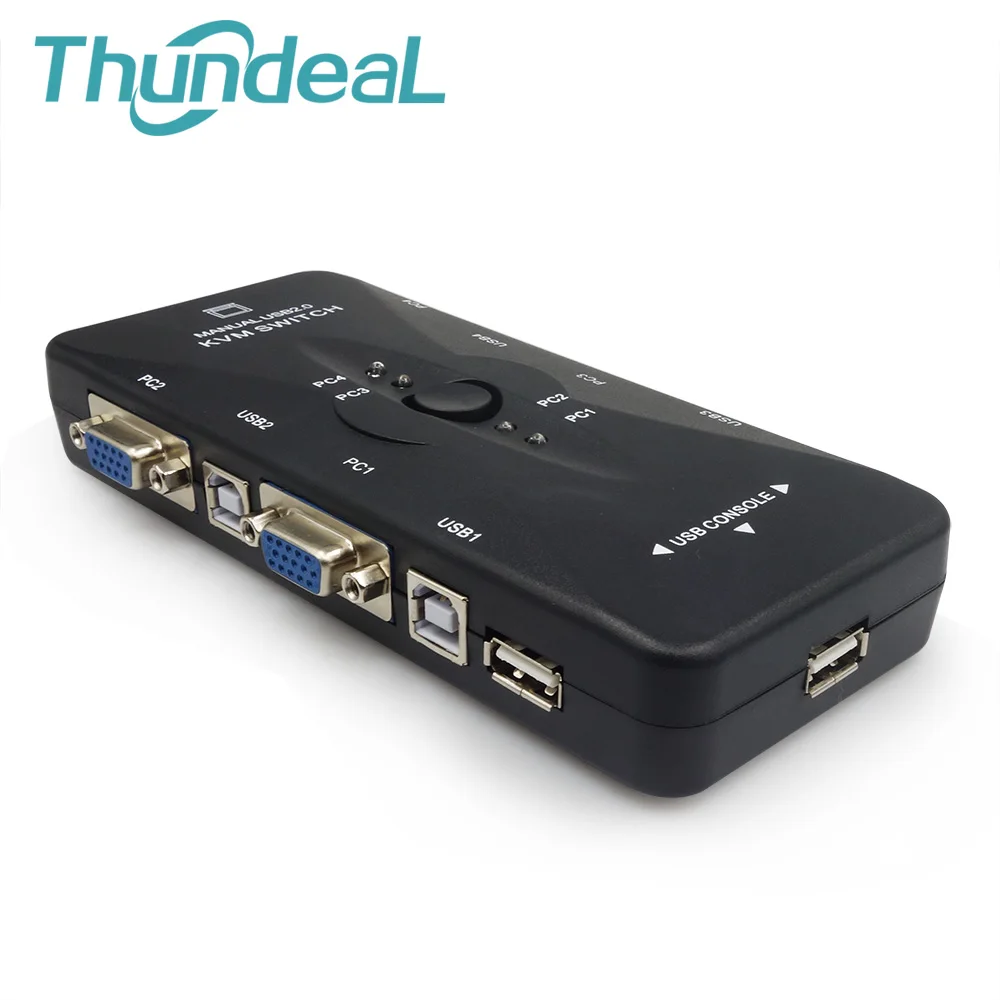 Универсальный 4 Порты и разъёмы VGA USB KVM Switcher руководство коммутатор Box 2.0 Мышь