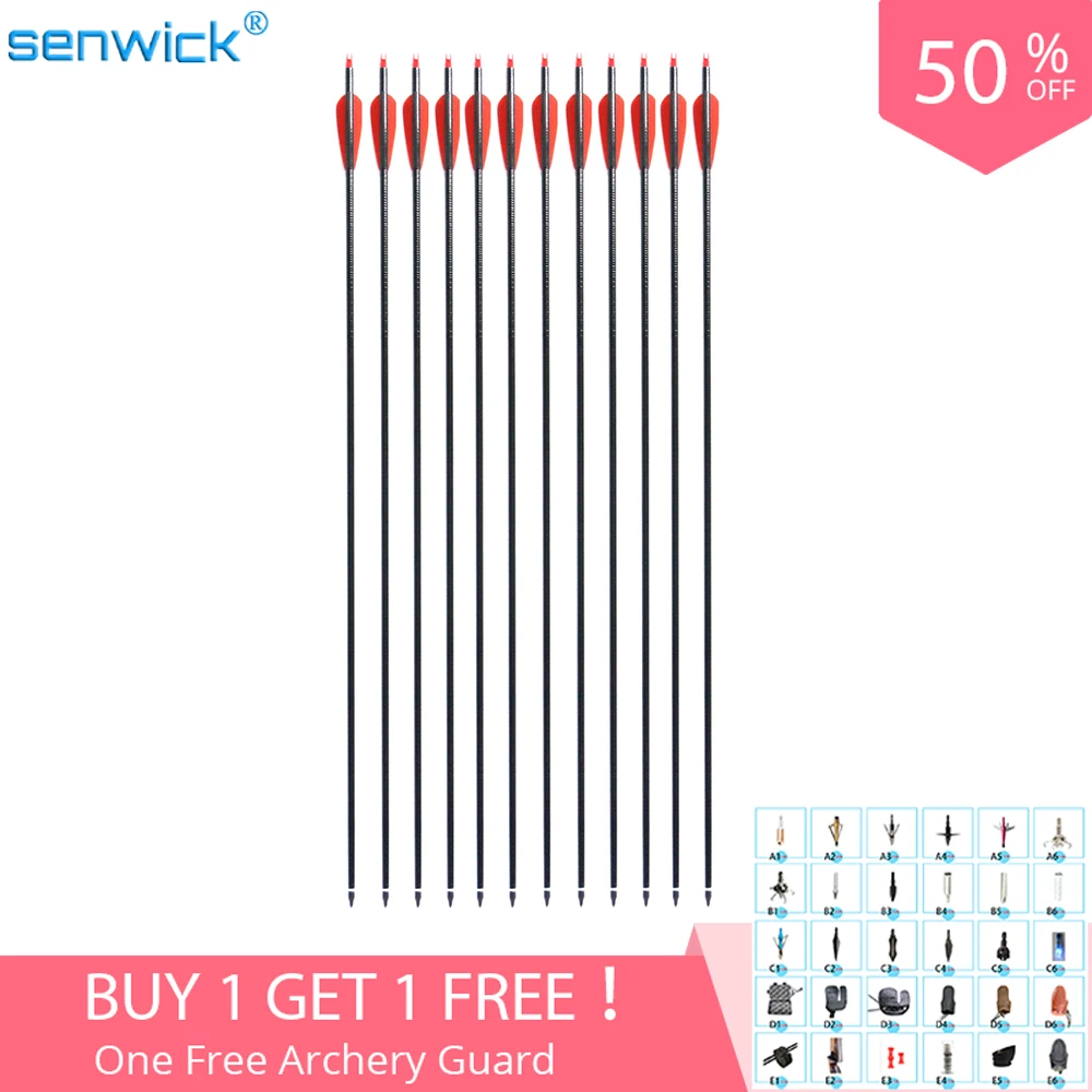 Стрелы из стекловолокна для стрельбы лука 500 6 / 12 шт. 80 см и съемные стальные