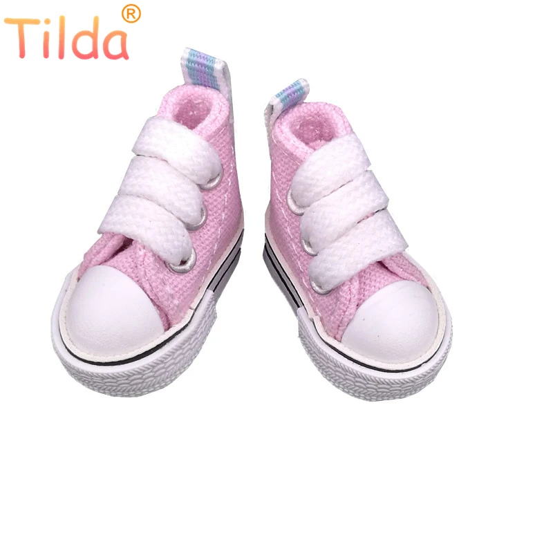 pink Тильда 3,5 см кукла обувь для Blythe игрушки bjd, холст игрушечные кроссовки для OB24 куклы 1/8 для Blyth bjd аксессуары для кукол игрушка подарок - Цвет: pink