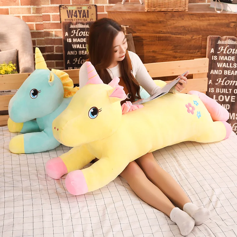 

Very Good Hot 2019 New Lovely Large Unicorn Plush Toys stuffed animal horse sleeping pillow girls birthday gift home decor