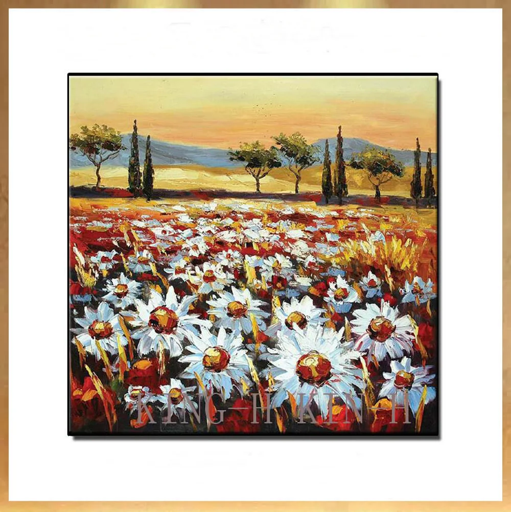 Painting Scenery Landscape Pastoral Scenery Sunflowers Flowers Rural Porch Gules Sofa Hall No Framework