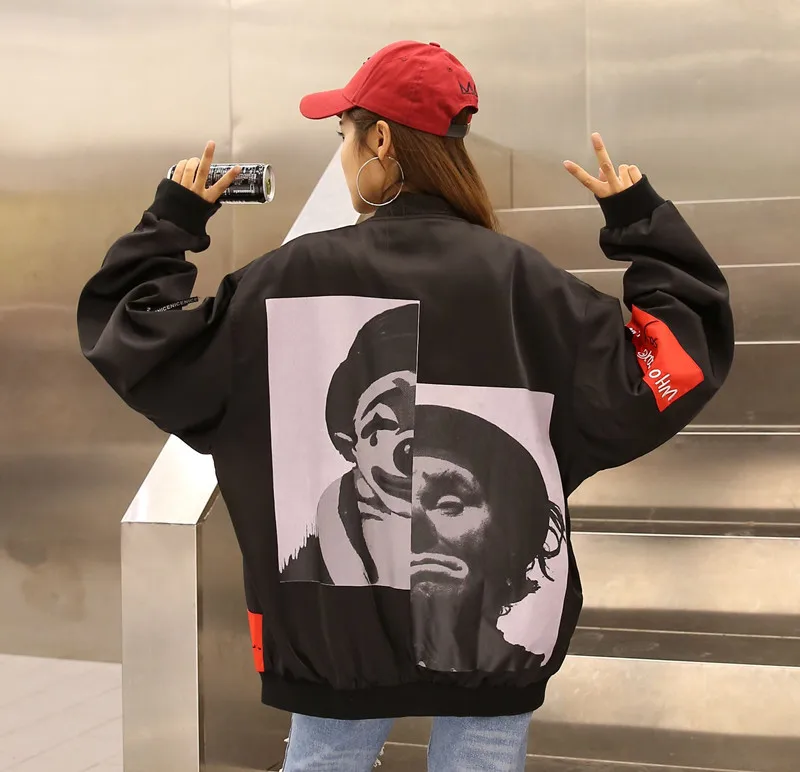 Осень весна Для женщин Джокер пальто хип хоп черные куртки|black jacket|coat hip hopjacket black |