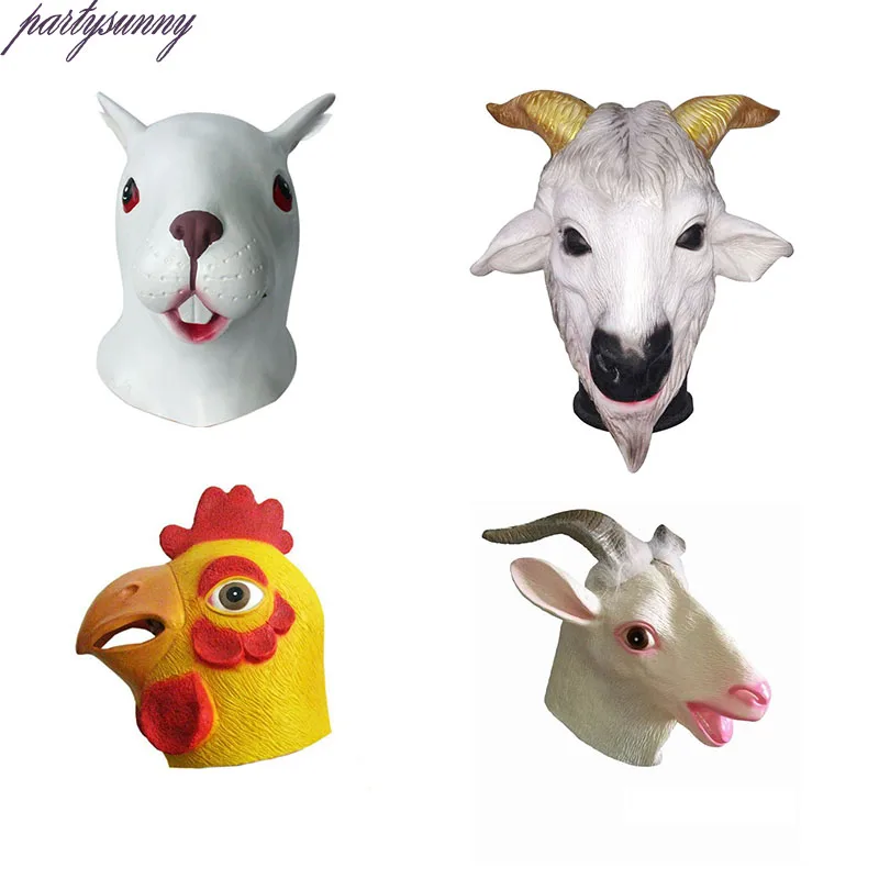 PF 1 шт. голова животного маска Единорог Лев различные латекс Маски Косплэй партия