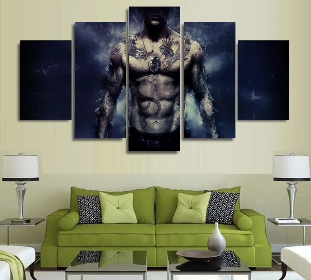

5 Panels Wall Art Man Tattoo 5 Pieces Painting Art Wall Decor Canvas Unframed