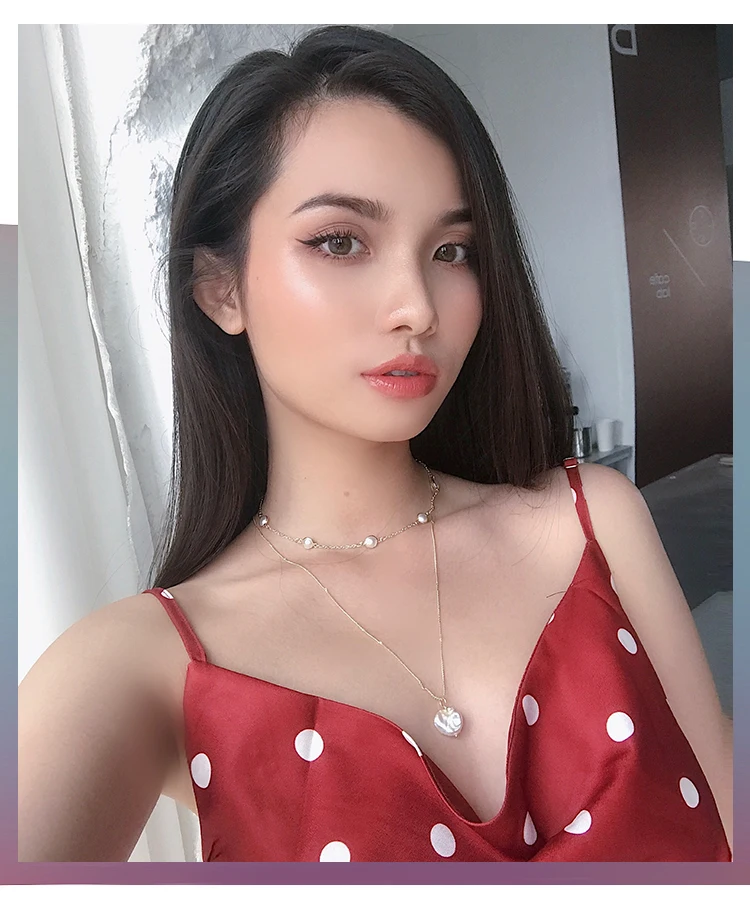 HUANZHI 2019 New Multi-layer Metal Link Chain Irregular Pearls Beads Pendant Choker Necklace for Women Girl Party Jewelry Gift | Украшения