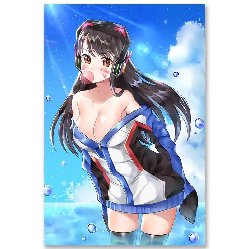Overwatchs плакат d. va картина аниме настенные художественные шелковые Поттеры для спальни домашний декор художественные принты шелковая Живопись