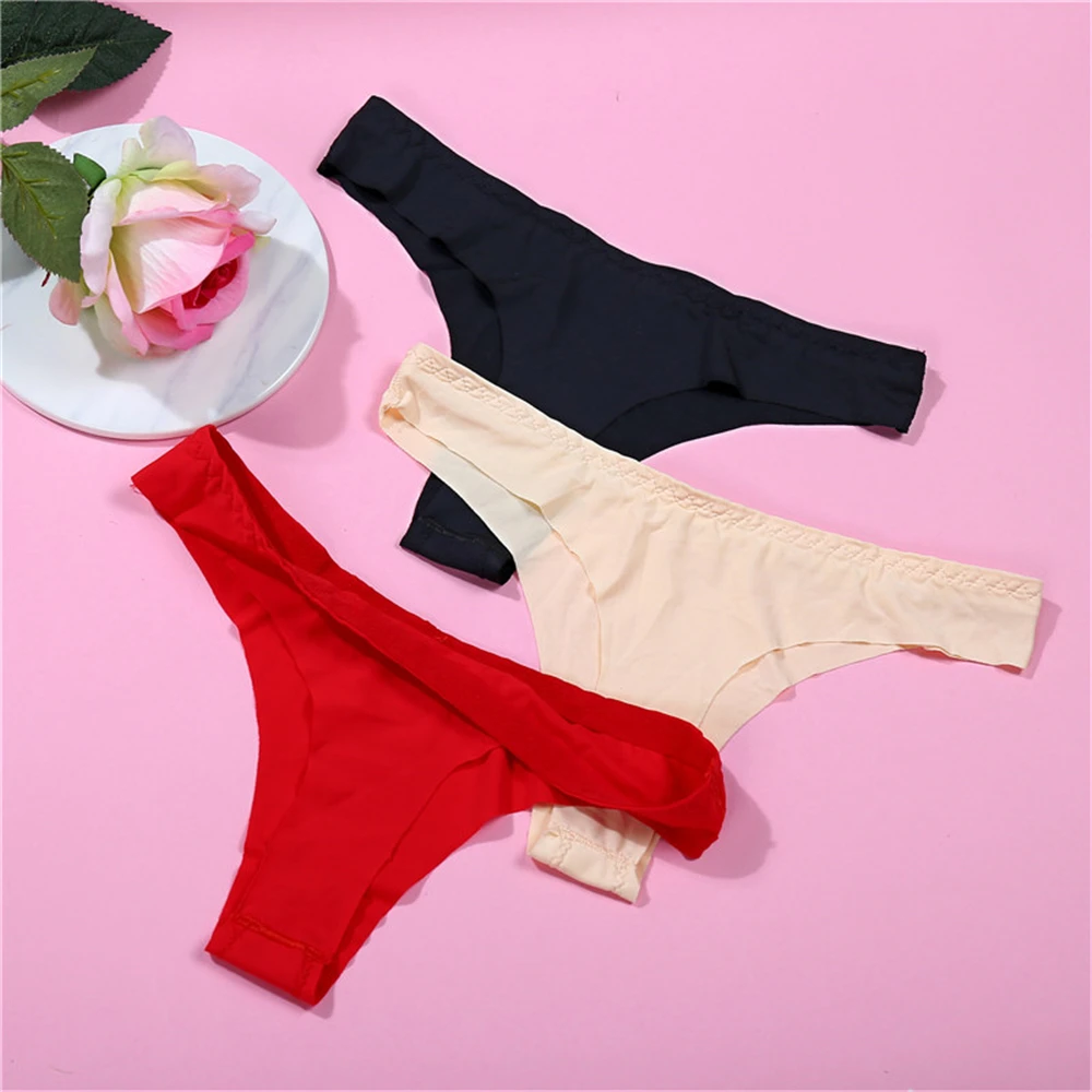 Plus Size Panties 3 PCS Low Rise Briefs For Women Color Nylon Lingerie Sexy Seamless Girl Comfort Underwear |