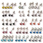 Серьга-штанга Alisouy для пирсинга ушной раковины, ювелирное изделие из хирургической стали с круглыми кристаллами, 2 шт.лот, 18G, стержень для пирсинга