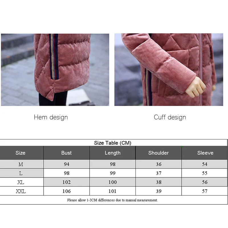 Женский пуховик с капюшоном Повседневная теплая куртка из чистого хлопка