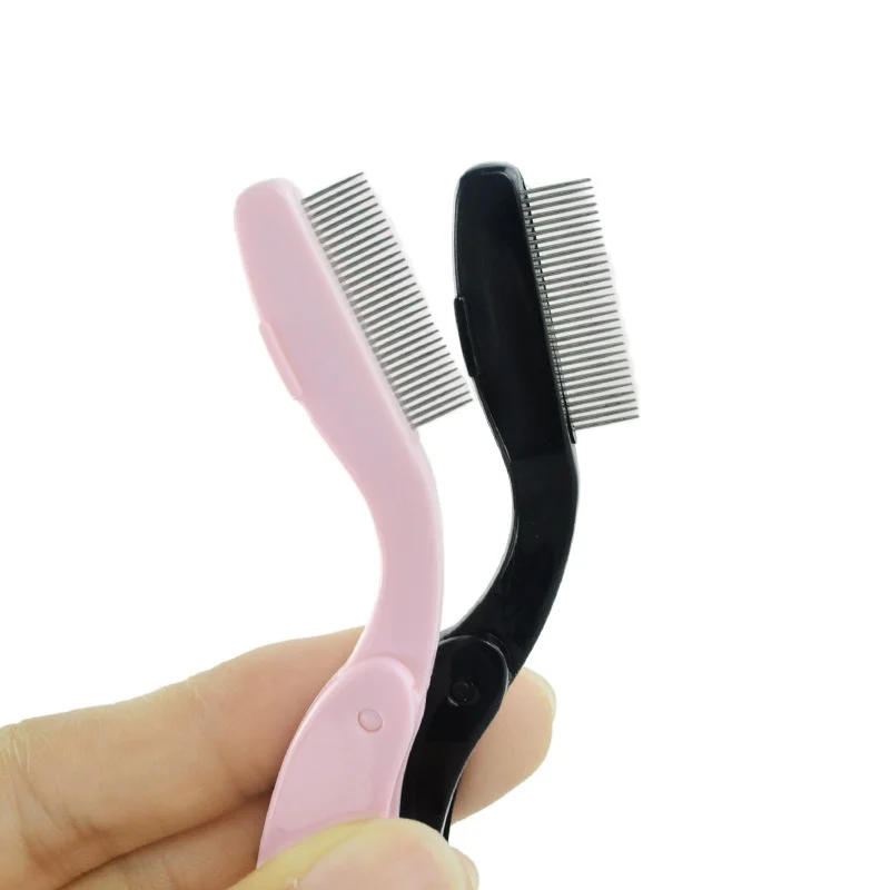 New Foldable Eyebrow Comb Eyelash Black Pink Handy Eyelashes Brush Beauty Makeup Tools | Красота и здоровье