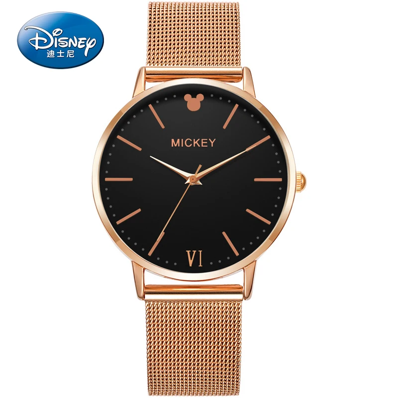 Новые женские часы Disney с Микки Маусом серебристые розовые золотистые кварцевые
